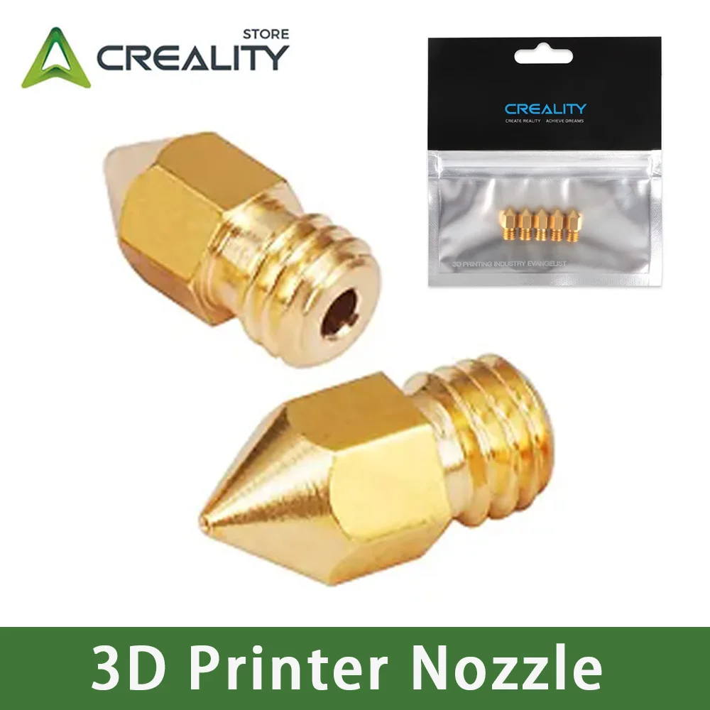 Creality 5 sztuk/zestaw 0.2/0.4/0.6/0.8/1.0mm MK8 Hotend wytłaczarka mosiężne dysze do drukarki CR-6 SE/Ender-3 Series/Ender 5 Series