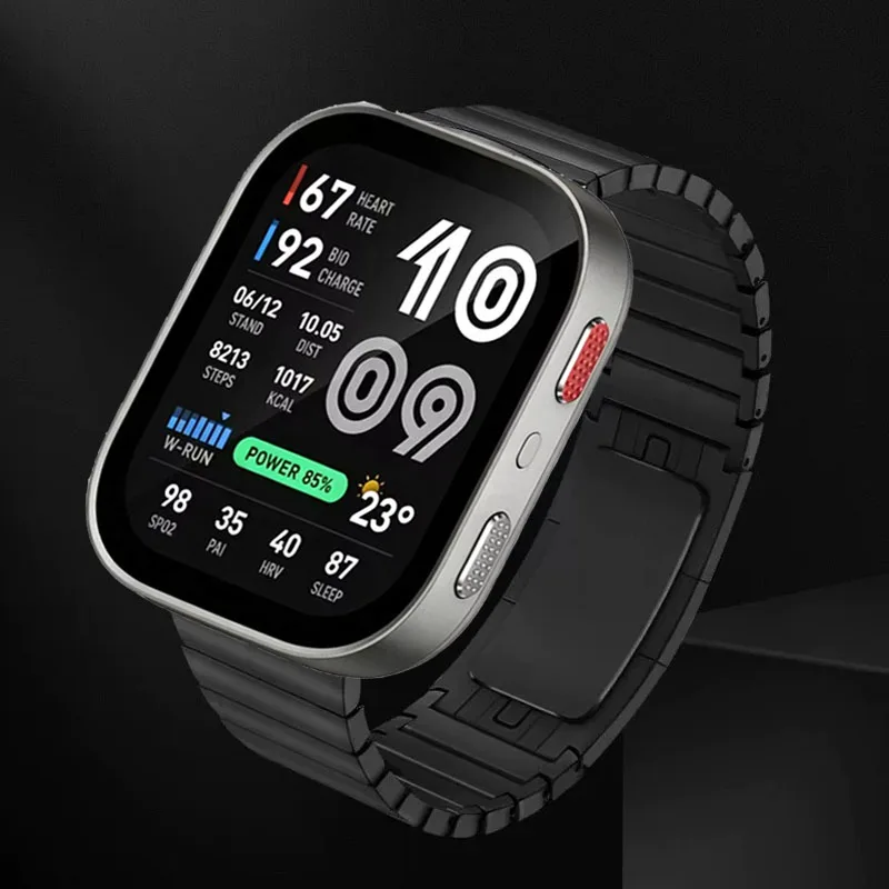 Edelstahl-Gliederarmband für Amazfit Bip Max/Bip 6 5/GTR 4 3 2 2E/Active Max Armband für Amazfit Balance 3 2/Cheetah 2 Ultra 47mm