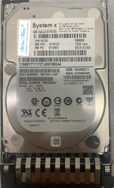 For 81Y9727 81Y9726 81Y3857  500GB SATA 7.2K 2.5