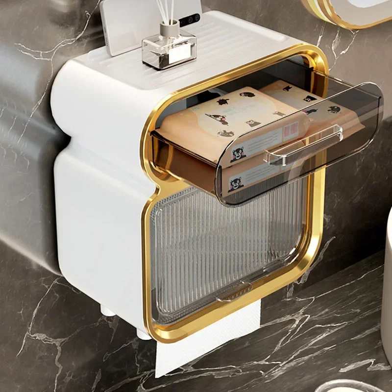 

Toilet paper holder bathroom storage rack waterproof roll tissue storage box wall mounted storage rack, bathroom accessories