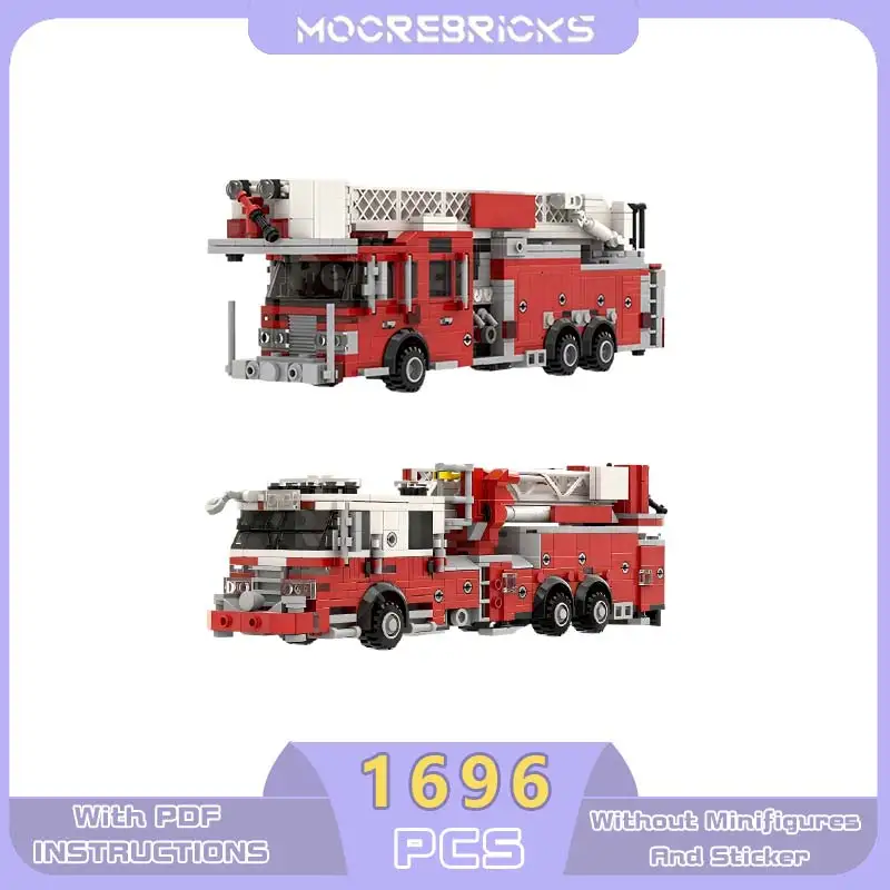 시티 파이어 시리즈 모던 미드 마운트 타워 차량 타워 사다리 MOC 빌딩 블록 모델 독창성 브릭 장난감 소년 선물