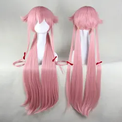 Anime he Future Diary Gasai Yuno Wig for Cosplay Pink Costume Wig long ponytai Halloween Synthetic Hair Party Wigs