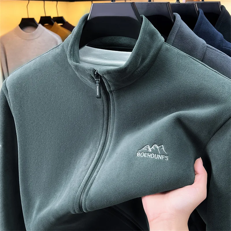 Fashion Brand zipper stand collar men's coat high-end new exquisite letter embroidery comfort pocket casual autumn winter jacket