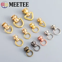 Meetee 5Pcs Brass O Ring Hook Nail Rivet Nipple Buckle Bag Strap Rotated Swivel Studs Side Clip Hang Clasp Leather Accessories