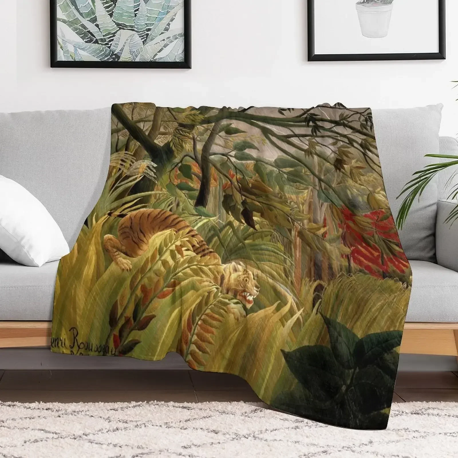 Tiger in a Tropical Storm - Henri Rousseau Throw Blanket Luxury Brand Cute Blankets