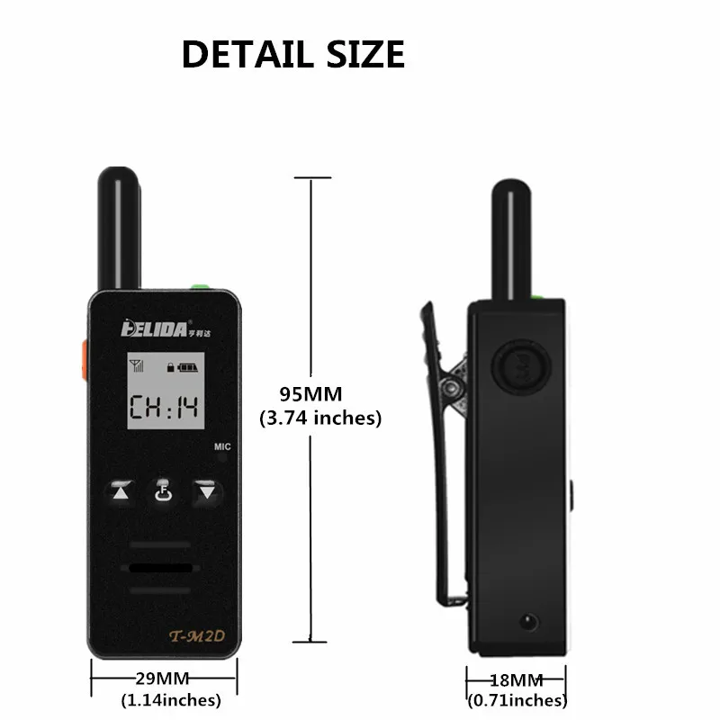 راديو صغير ثنائي الاتجاه للاستخدام الخارجي والداخلي، جهاز اتصال لاسلكي، FRS، GMRS، UHF، 400-520 ميجا هرتز، T-M2D، 2W، 1 قطعة