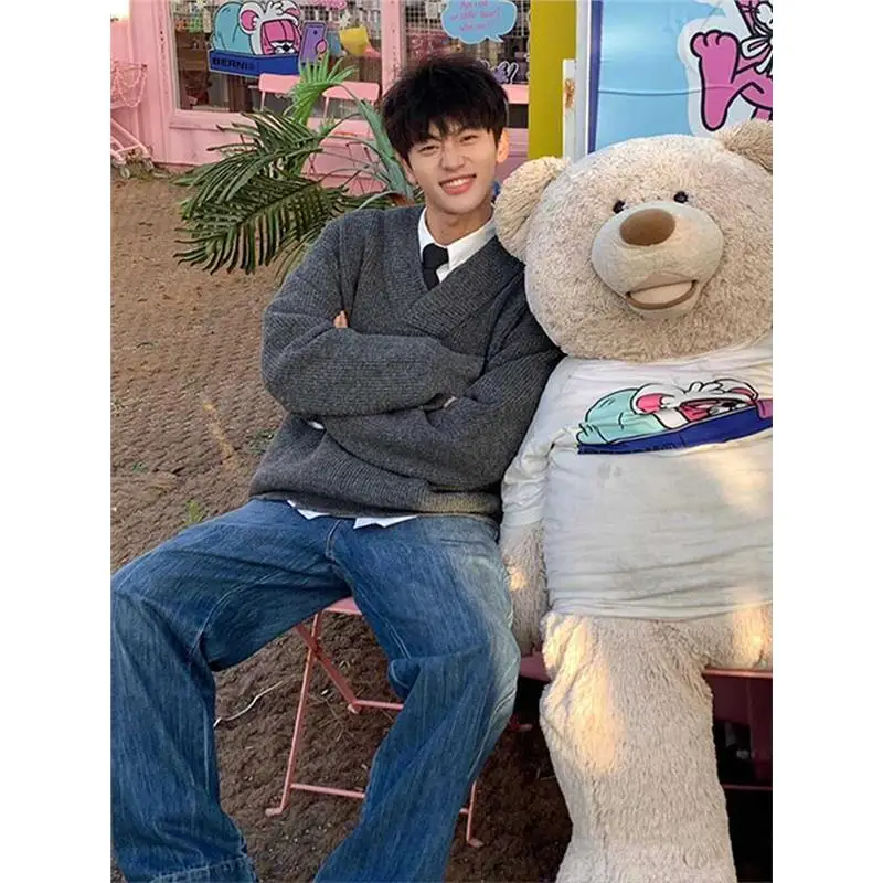 

Cleanfit ey V-Ne трикотаж мужской осенне-зимний американский ретро ленивый Sle тяжелый свитер пальто повседневный удобный крой