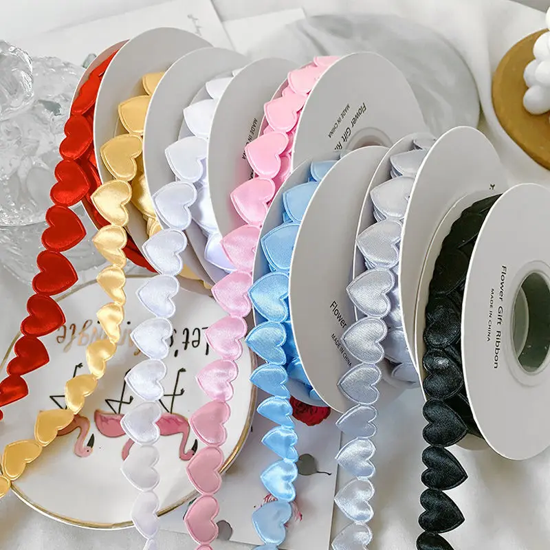 

Heart To Heart Ribbon Love Weaving Flower Packaging Material Flower Bundle Cake Ribbon Gift Bow Tie Flower Art