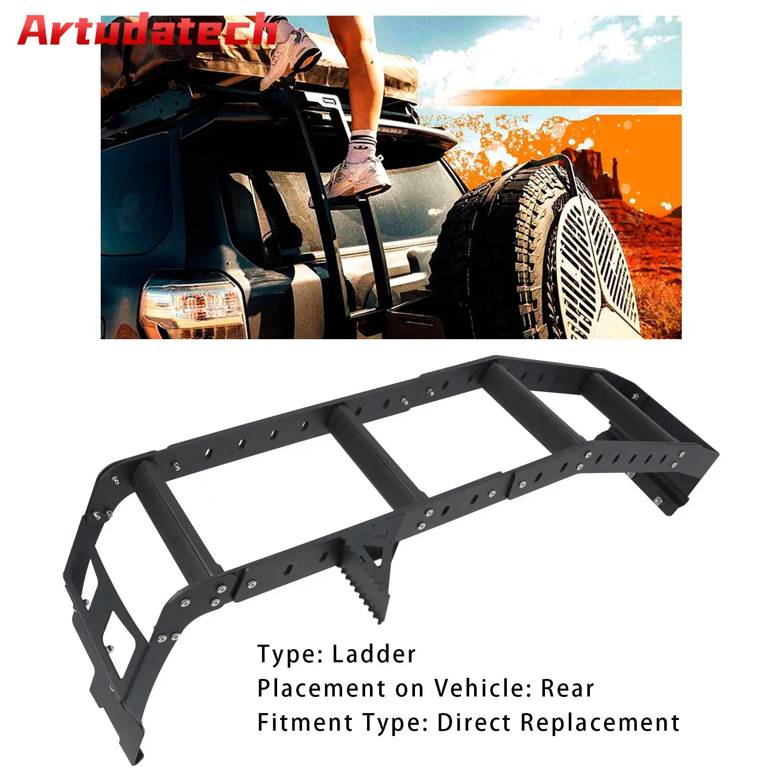 Artudatech Rear Ladder For Toyota 4Runner 2010-2020 5TH GEN 2010-2015 2016 2017 2018 2019 2020 2021 2022 2023 2024
