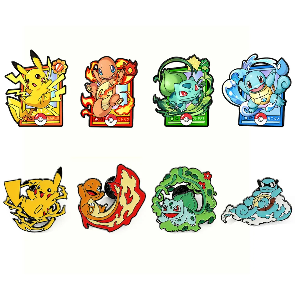 8pcs Cute Pokemon Charmander Enamel Pins Set Anime Cartoon Pikaqiu Collectible Pins on on Bags Hats Jewelry Gifts For Friends