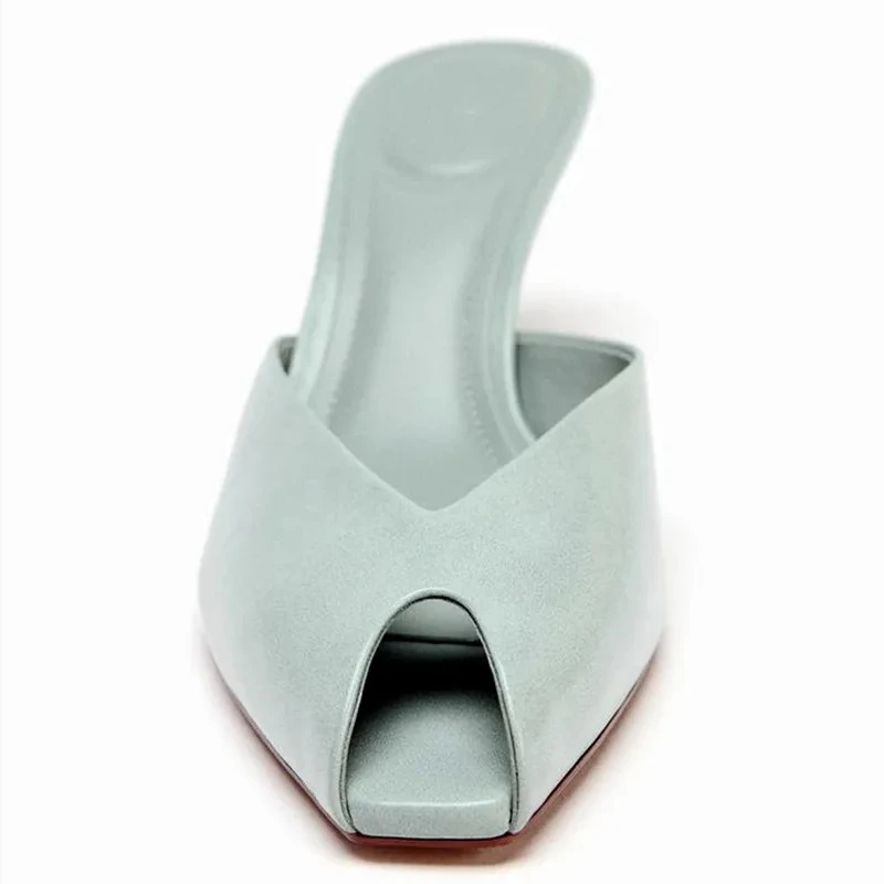 

Сексуальный дизайн с открытым носком, брендовые тапочки на высоком каблуке, женские высококачественные шлепанцы из лакированной кожи на тонком каблуке, модные вечерние модельные туфли