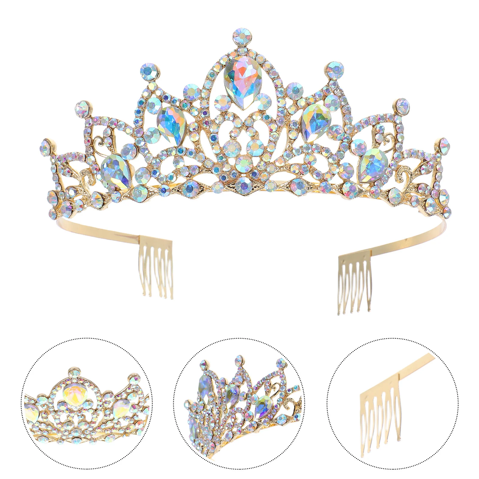 

Princess Crown Headband Rhinestone Baroque Style Elegant Hair Jewelry For Women Wedding Birthday Party Prom Bridal
