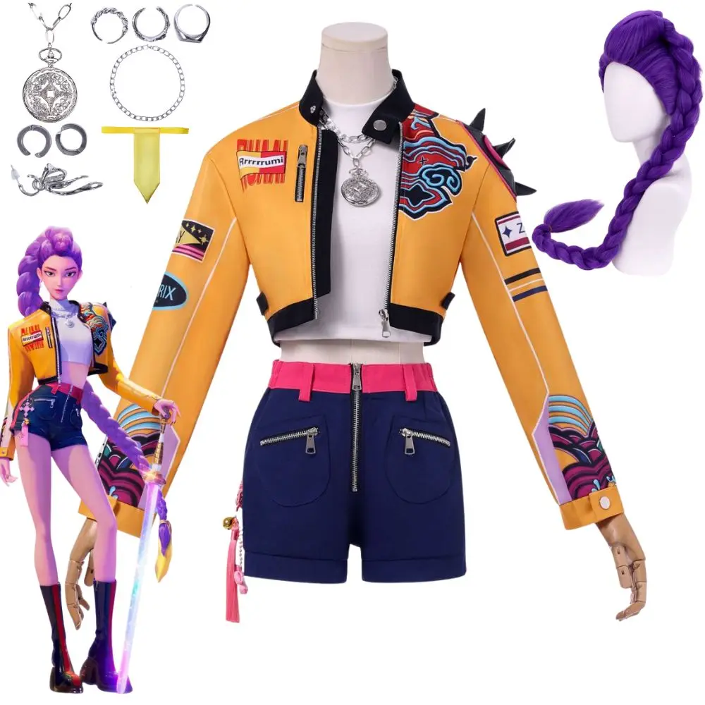 

K-Pop Mira Rumi Zoey Demon Hunters Cosplay Costume Wig for Women Clothes Girl Group Idol Roleplay Outfit Halloween Carnival Suit