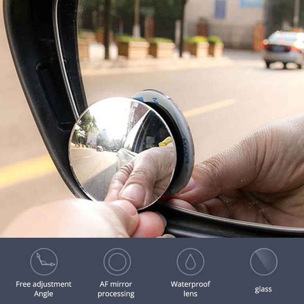 360 Degree HD Blind Spot Mirror Adjustable Rearview Convex for Car Reverse Wide Angle Broad Vehicle Parking Rimless Mirrors Tool