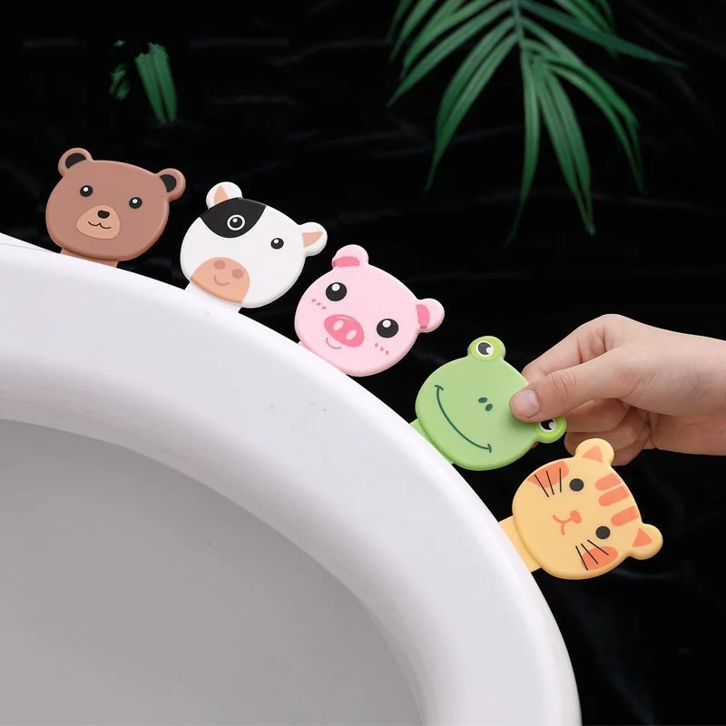 2pcs Portable Toilet Lid Lifter Handle Plastic Convenient Flip Remover Creative Animal Flipper Toilet Seat Lifters