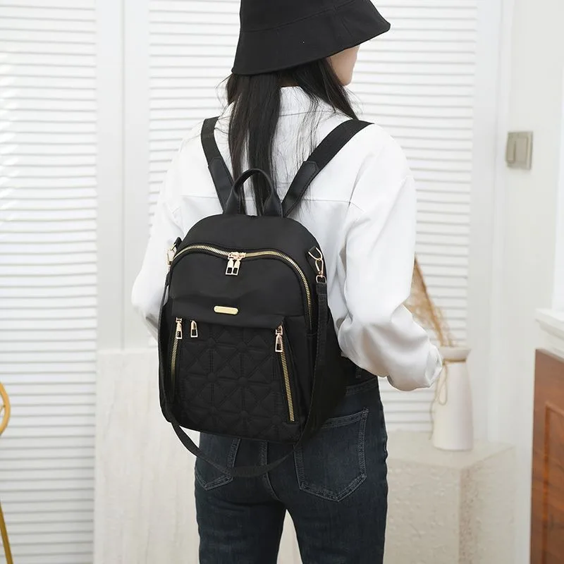 Women Backpack Water Proof Travel Korean Fashion Double Shoulder Bag Solid Color Nylon Multifunctionla Travel Handle Bag