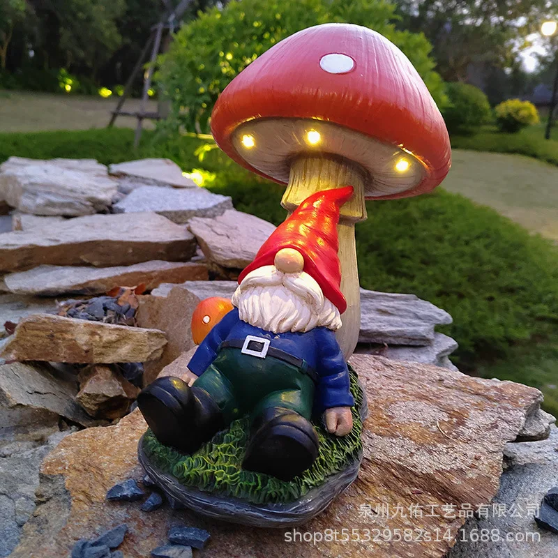 Garden Simulation Mushroom Sculpture Decoration Garden Garden Lawn Cartoon Spirit Solar Energy Decoration Layout Fairy Garden