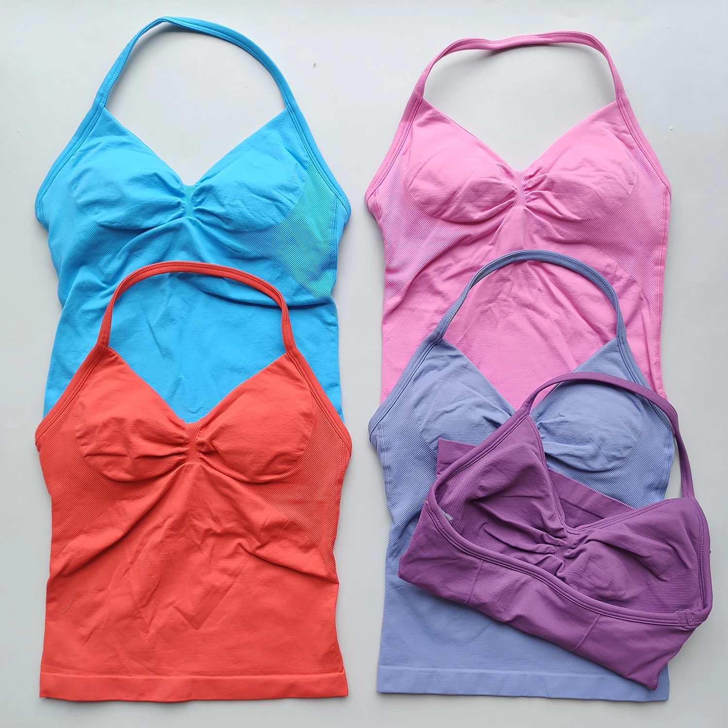 ARFTE Longline Strappy Gym Top Backless Gym Clothes Women Scrunch Built-in Bra With Removable Cups Yoga Tank Tops image 2