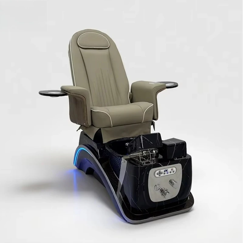 

Human Touch Massage Foot Care Chair Luxury Grey-Green Leather Manicure Pedicure Spa Chair with Led Lights