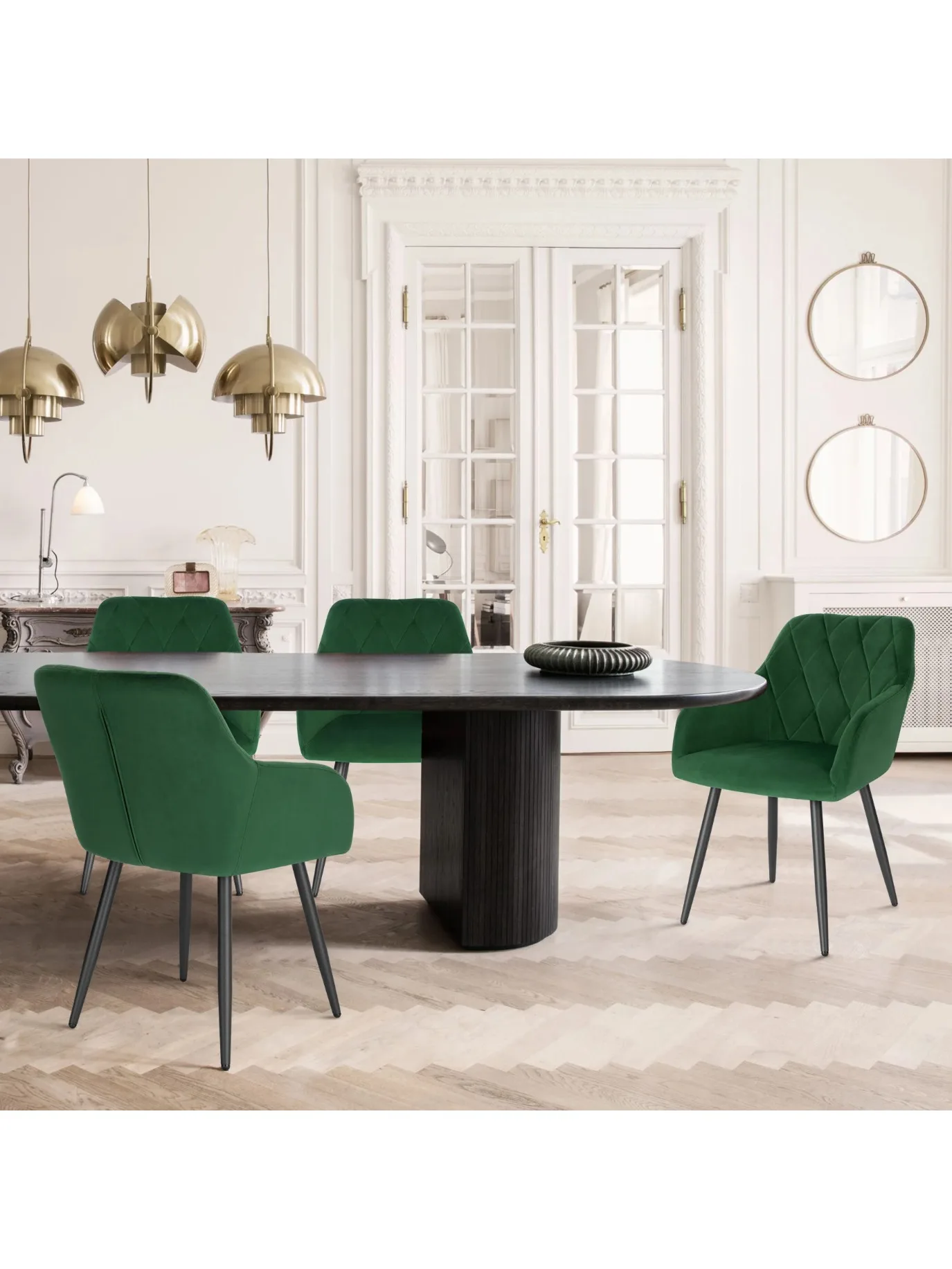 4 stks/set Eetkamerstoel Gestoffeerde Zitting Fluwelen Scandinavische Fauteuil Keukenstoel met Rugleuning Armleuningen voor Slaapkamer Woonkamer - afbeelding 2