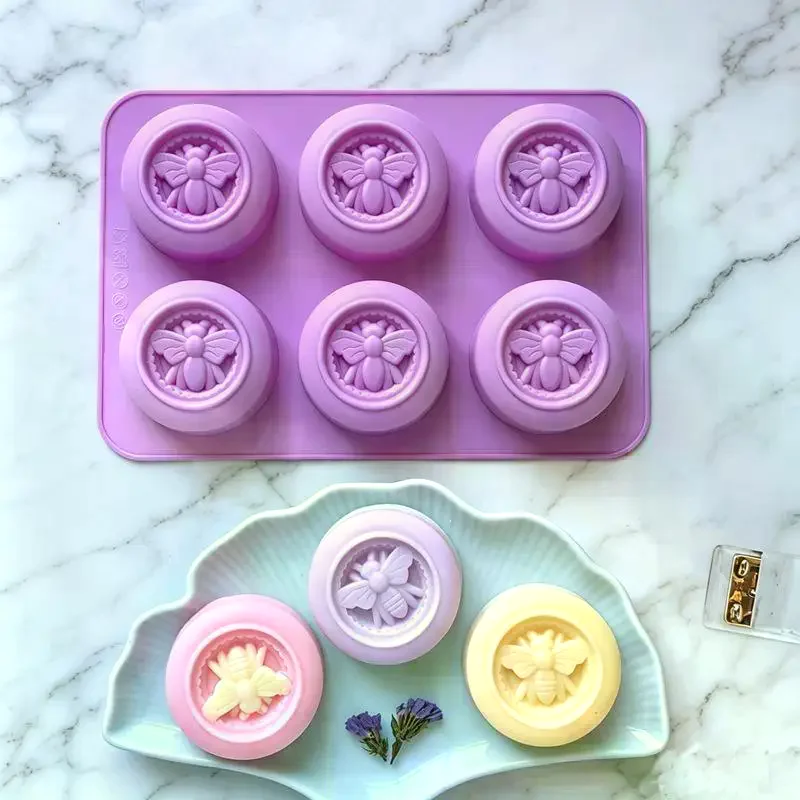 6 Holes Round Bees Pattern Sil - Soap Making Scents ulasan dan harga