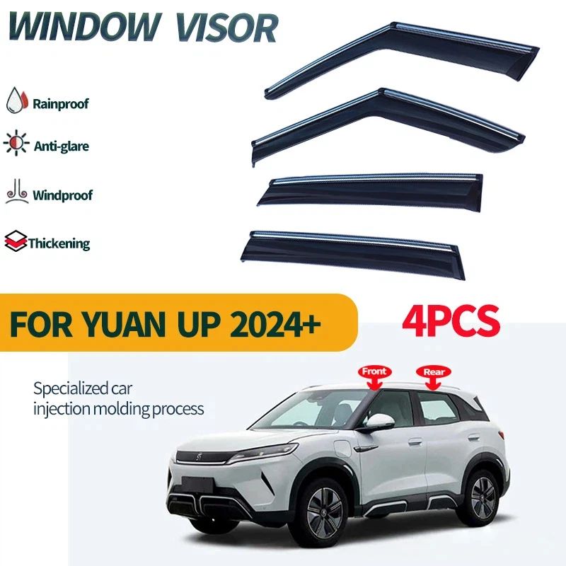 FOR BYD YUAN pro /S1 PRO /ATTO 2 2024+Window Visors,Thickened window with silver bright strip for rain and light protection
