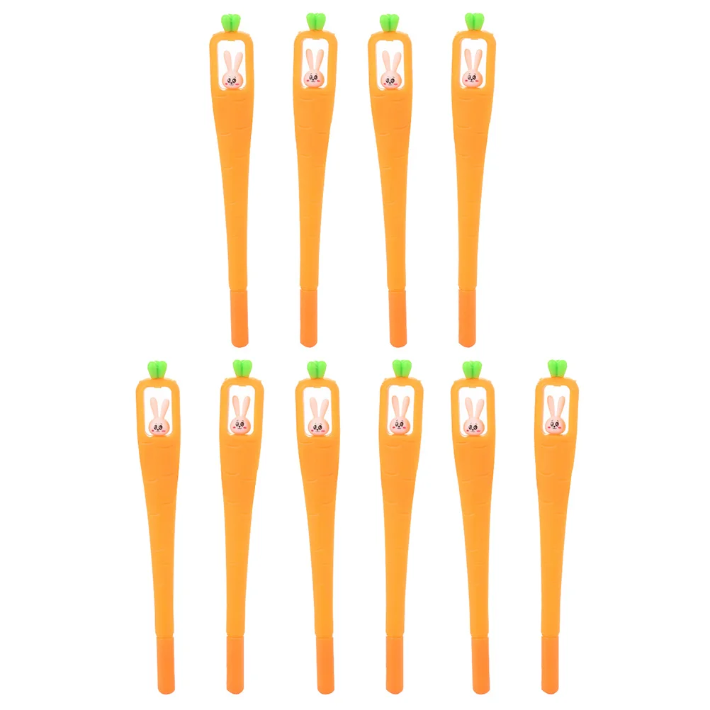 10pcs Carrot Rabbit Gel Ink Pen 0.5Mm Plastic Roller Ballpoint Writing Instrument For School Office Stationery Student Gift