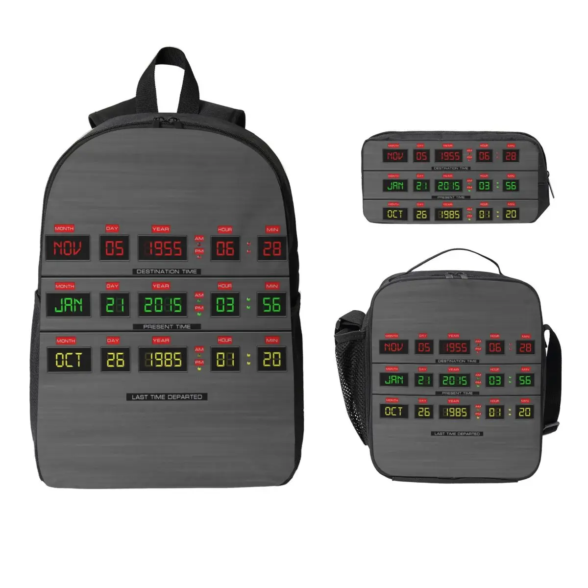 Back To The Future Backpack Student Boys Girls BookBag School Bag Laptop Shoulder Bags 3ps Insulated Lunch Bag Pencil Case