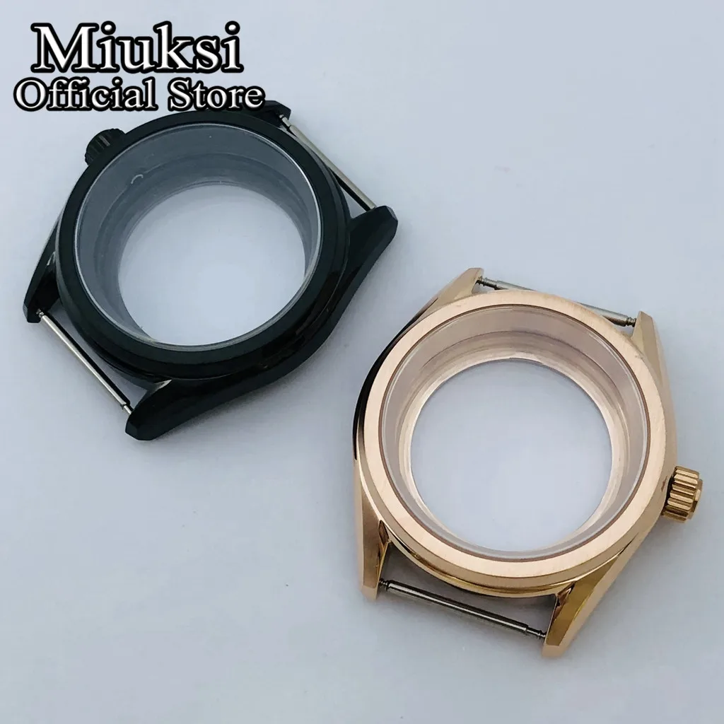 Miuksi 38mm silver black rose gold sterile watch case sapphire glass fit NH35 NH36 NH34 NH38 NH70 NH72 ETA2824 PT5000 movement