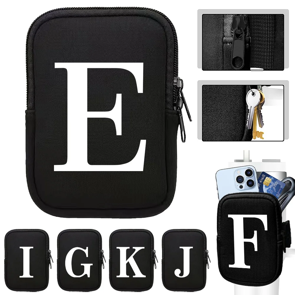 Unisex Water Bottle Cup Bags Small Item Storage Bag Sports Fitness Accessories Zipper Water Bottle Bag White Letter Series