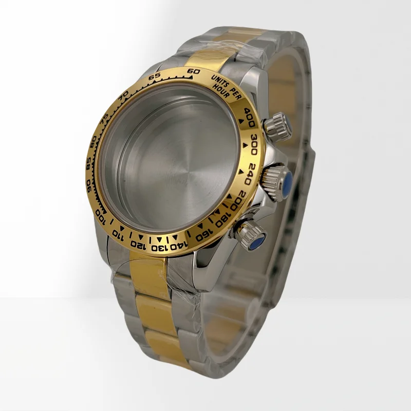 حافظة ساعة متعددة الوظائف لـ Daytona VK63 حركة كوارتز فولاذية قابلة للتعديل بإبزيم كريستال الياقوت سوار حافة سيراميك Fittin