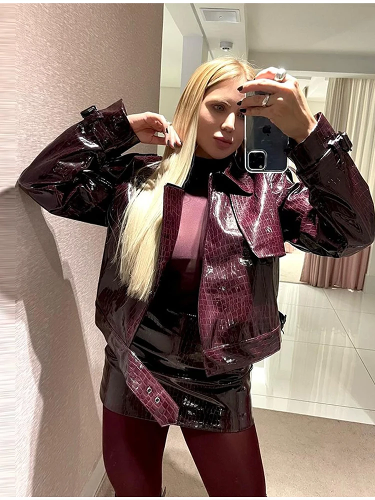 Chique elegante jaquetas de couro designers tendência retro legal versátil outerwear feminino outono casual senhoras rua outfit