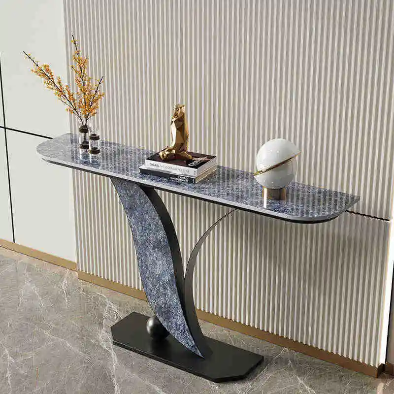 Hot Sales Modern Luxury Console Table For Home Gold Entryway Furniture Sintered Stone For Living Room Hallway Wood Material Cons