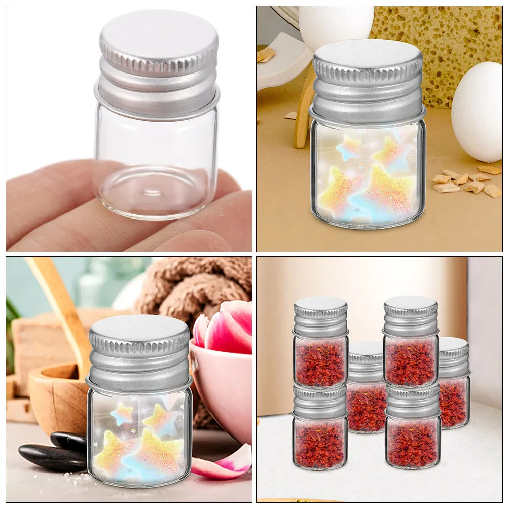 

24Pcs Mini Glass Bottles Small Clear Vials Aluminum Caps Leakproof Storage Jars for Craft Samples Spices Small Glass Bottles
