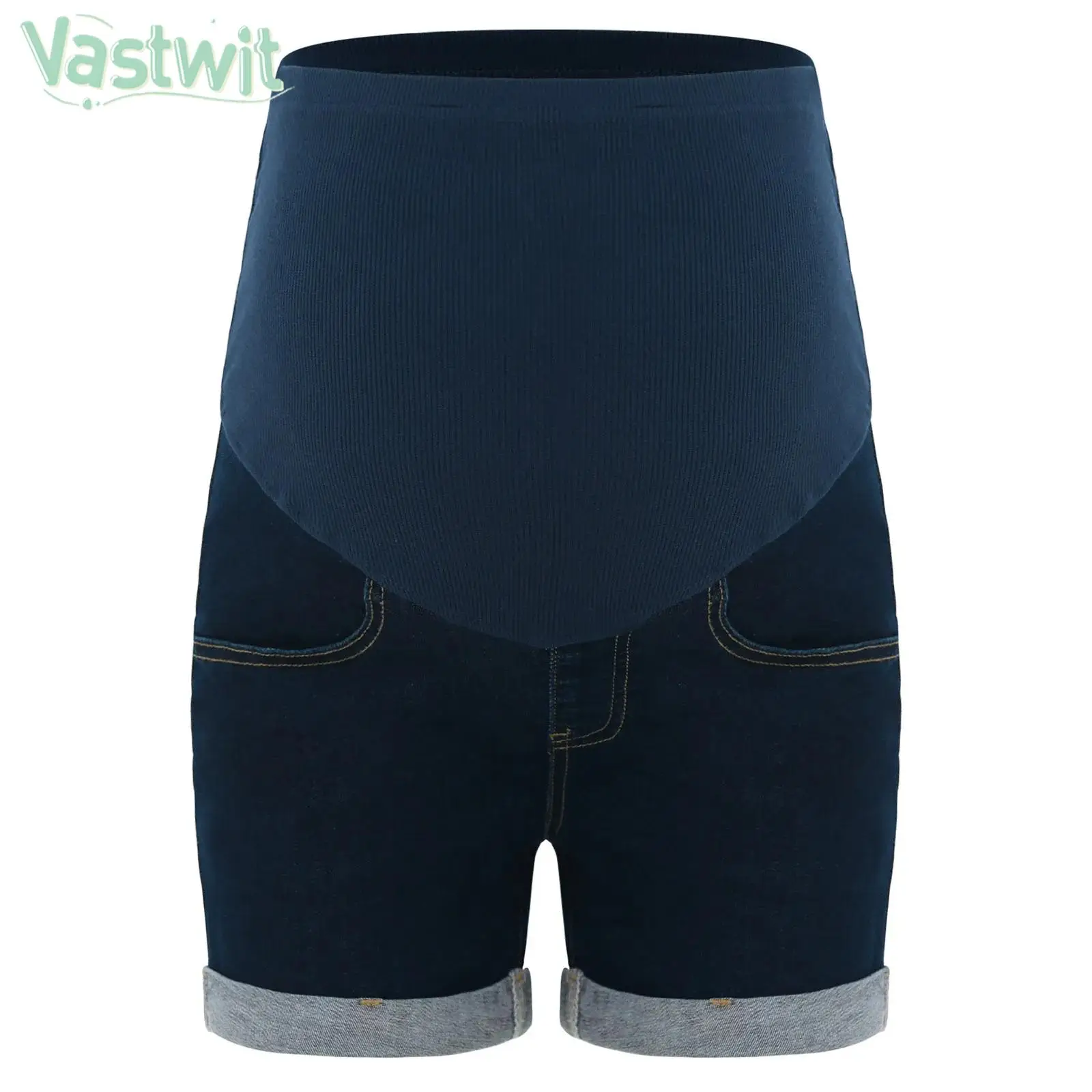 

Pregnant Women Summer Comfy Support Belly Denim Shorts Maternity High Waist Elastic Hip Lifting Abdomen Supporting Jean Shorts