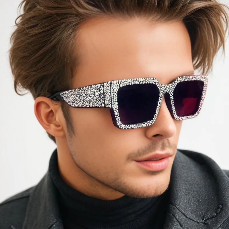 Retro grande quadro feminino quadrado óculos de sol preto retângulo legal masculino óculos de sol uma peça designer óculos de sol para feminino masculino