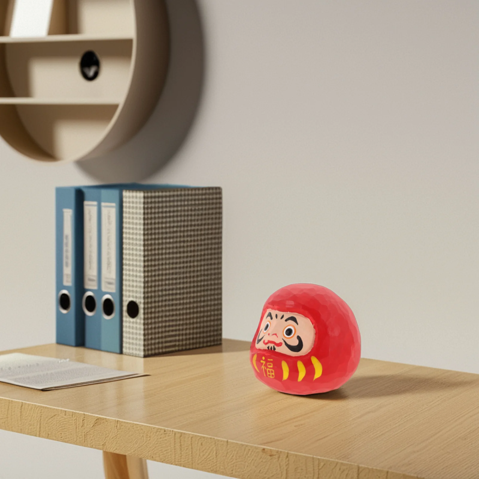 Ornements de bodhidharma, décor de voiture, statue l'inventaire Daruma, porcelaine, bureau en bois rouge