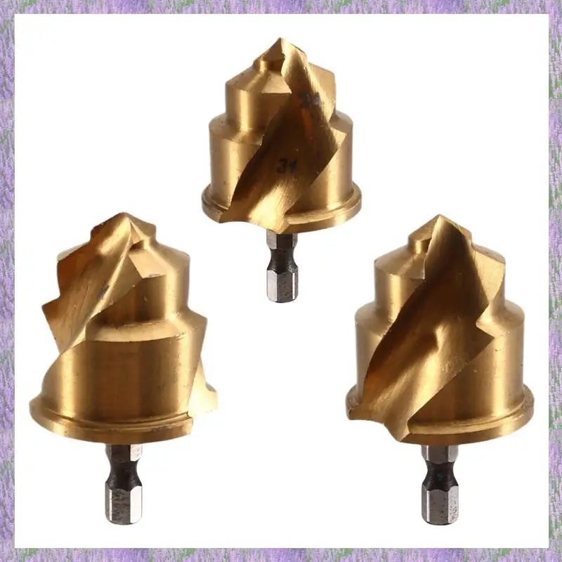 ดอกสว่านเจาะขึ้นรูปทรงกรวย A63K-3Pcs ขนาด 20/25/32 มม. พร้อมตัวจำกัดการหมุน สำหรับเจาะท่อ PPR และงานรีมมิ่งท่อน้ำ