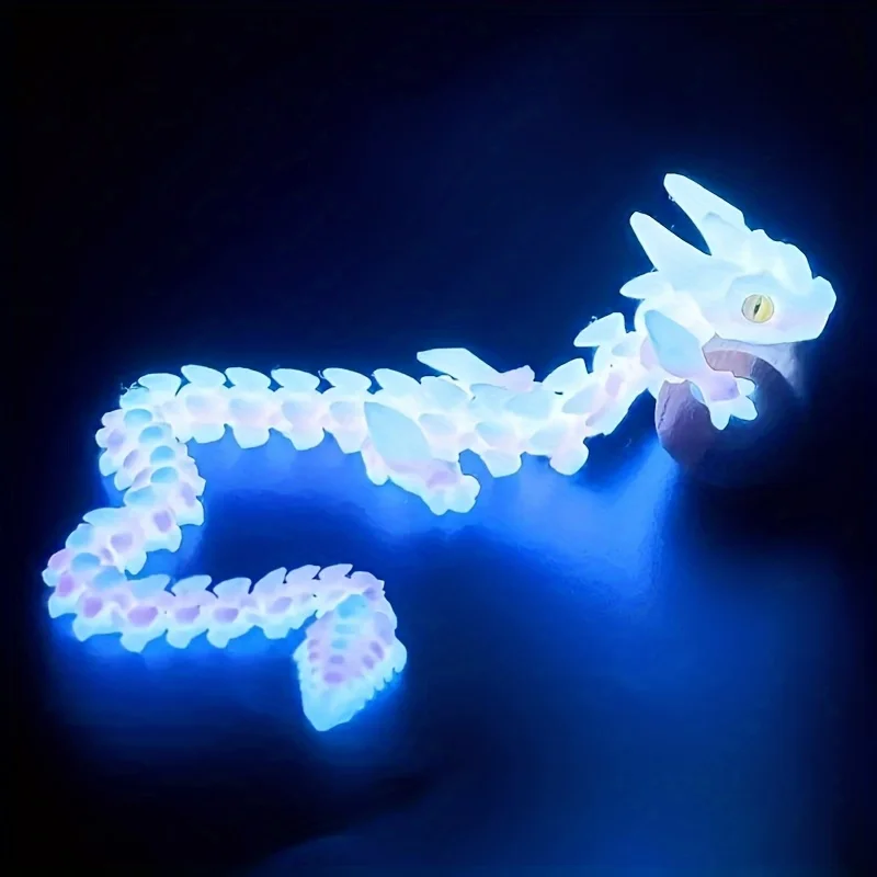 3D Printed Articulated Dragon Figurine Luminous Flexible Joint Dragon Model Fidget Toy Movable Joint Dragon Ornament Glow