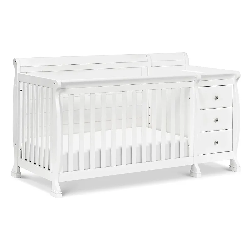 Kalani 4-in-1 Convertible Crib and Changer Combo in White