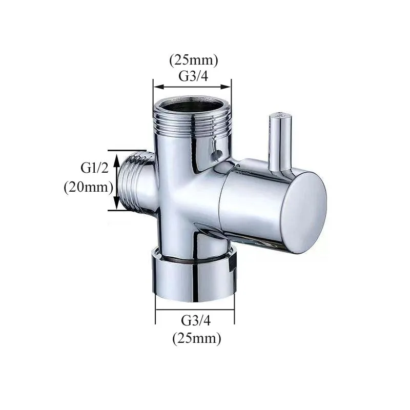 3-Way Brass G3/4 G1/2 Shower Diverter Valve, Bathroom Accessories