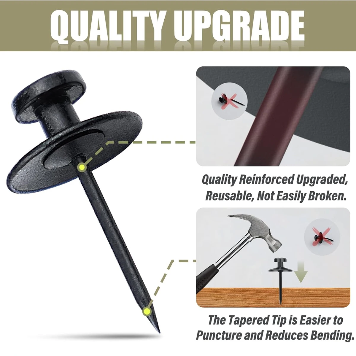 Clous suspendus 30/50 pièces, punaises, punaises pour tentures murales, crochets muraux avec feuille de protection des ongles en ligne droite