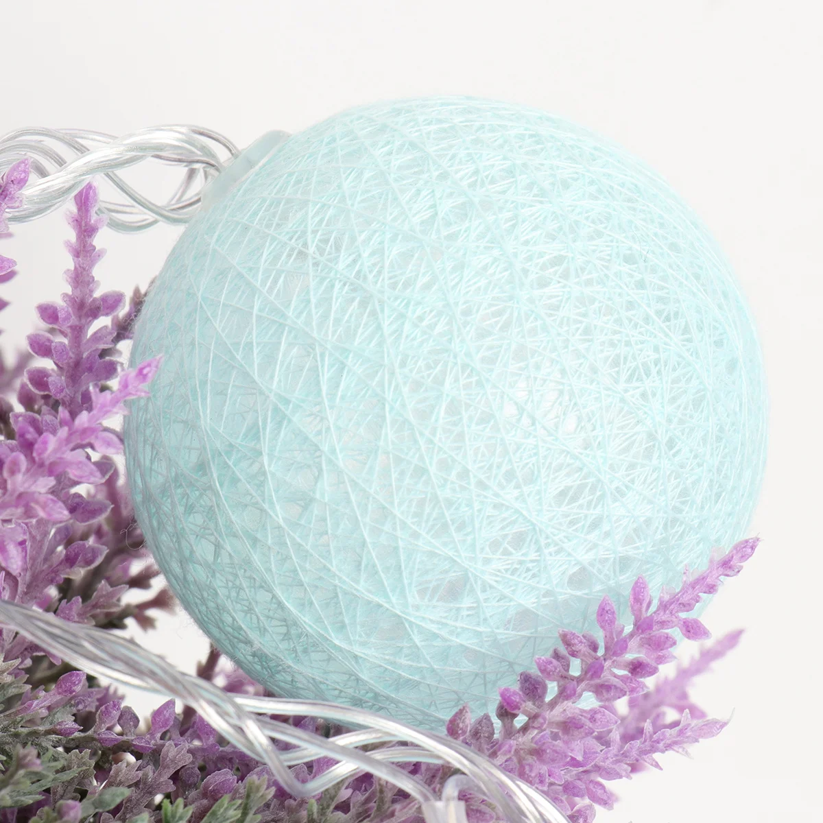 

Cotton Ball String Lights Blue 2.1M Plastic Insulated Energy Saving Decorative Lamp For Wedding Party Christmas