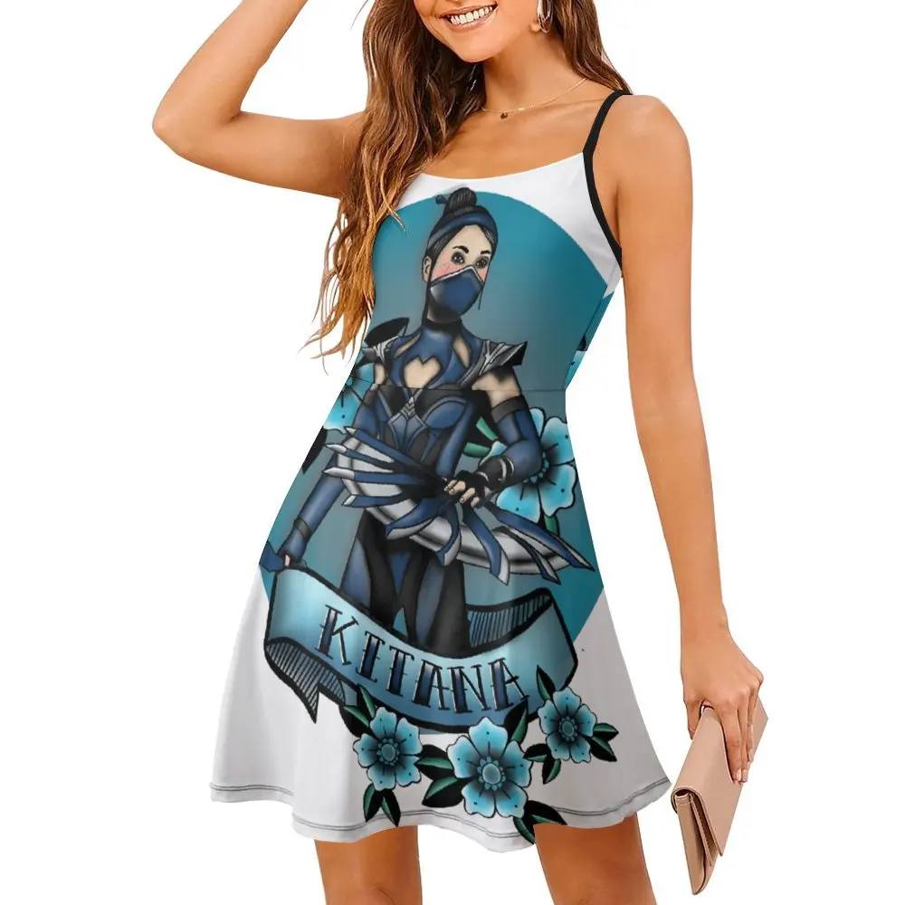 Vestido Kitana Mortal Kombat para mulheres, Old School Tattoo St, Vestido Exótico Criativo para Mulheres, Coquetéis Engraçados Novidade, Suspender D