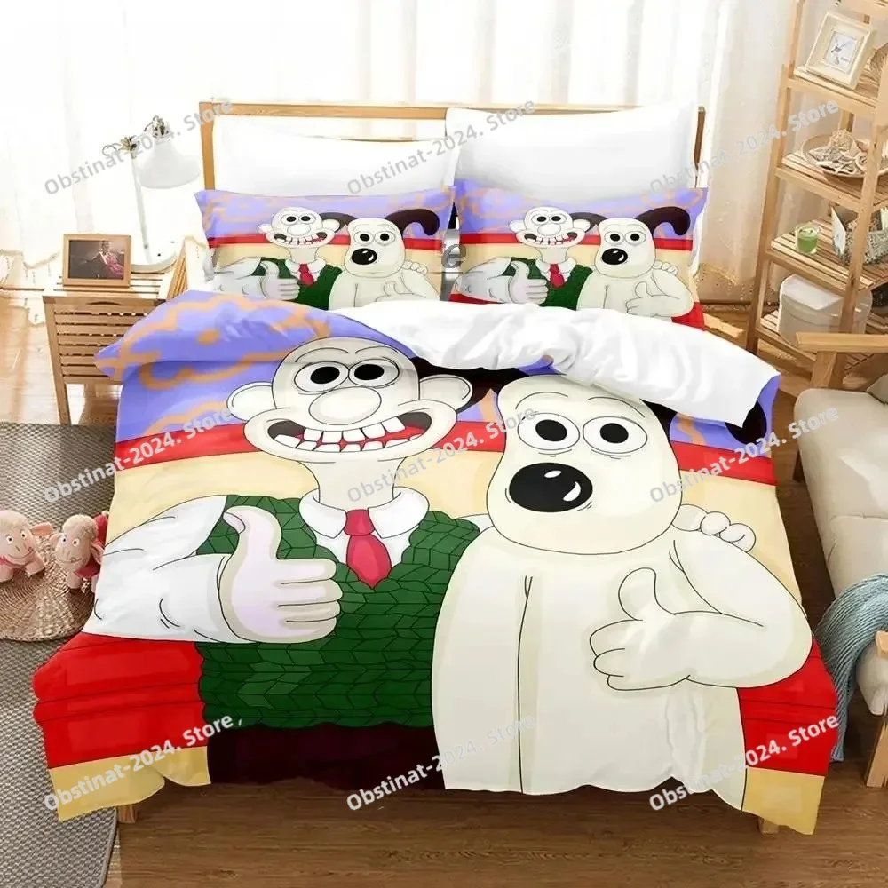 

3D Wallace&Gromit 3D Exquisite Cartoon Robot Digital Bedding Set Printed Duvet Cover Sheet Soft Quilt Cover Full Queen King Size