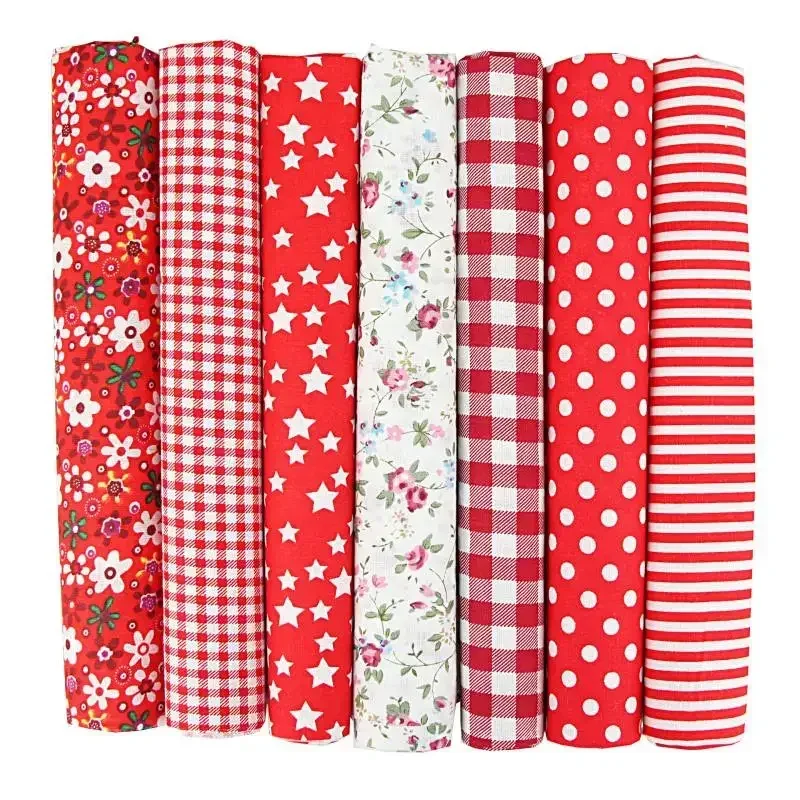 Printed Cloth Quilting Fabrics For Craft Sewing Needlework DIY Handmade Accessories 7PCS 24x25cm Cotton Patchwork Fabric