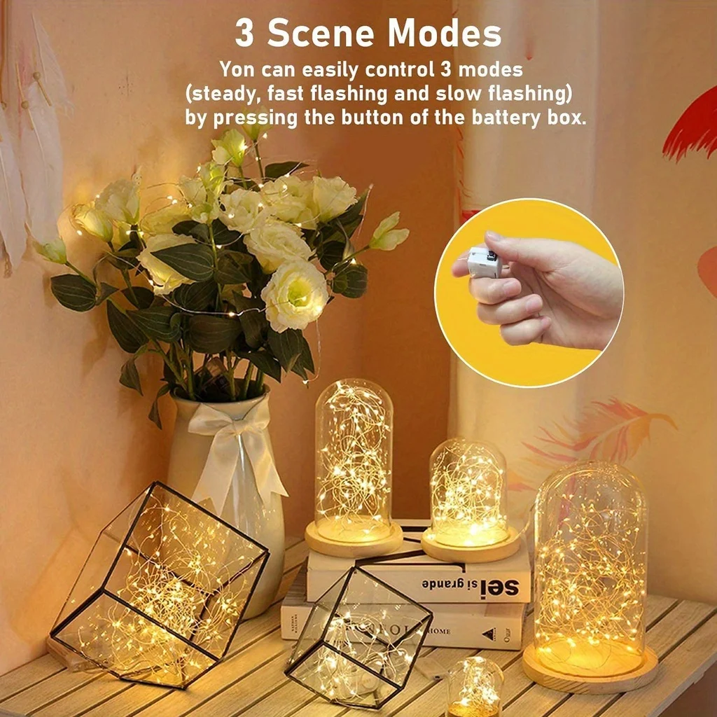 AmmToo 10 Pack Waterproof Mini Fairy Lights Copper With 3 Speed Modes for Christmas Decorations and Outdoor Use Battery Powered