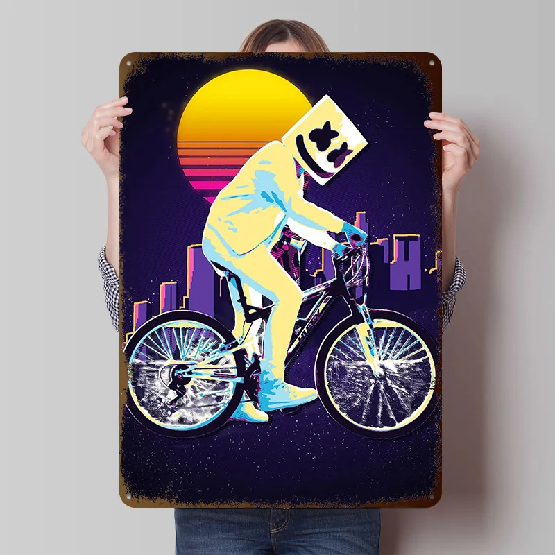 Marshmello Retro Printed Poster Customized Retro Wall Art Vintage Metal Tin Signs for Bedroom Decoration Room Decor Men Man Cave