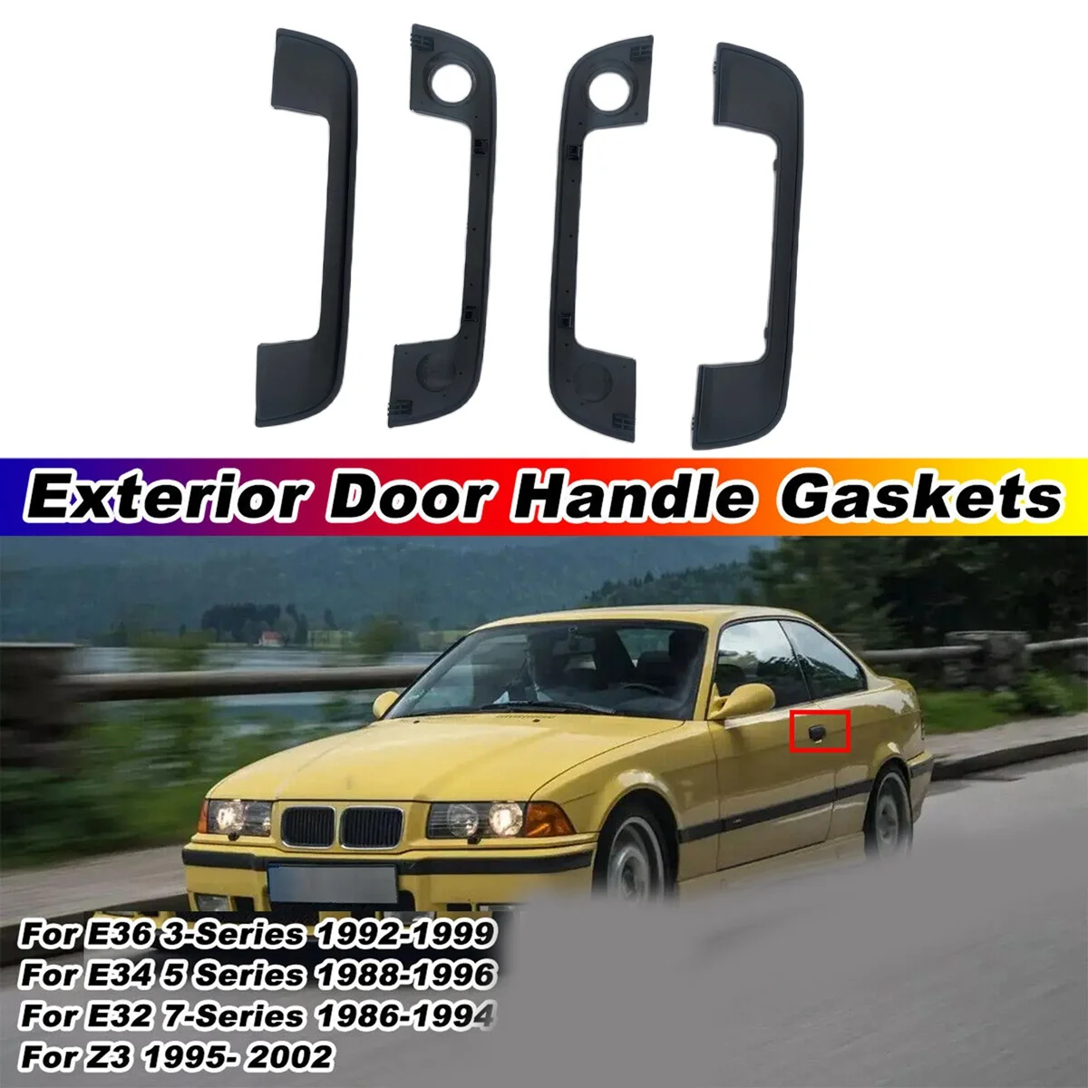 51218122441 51218122442 4Pcs Car Front & Rear Door Handle Cover with  For BMW E36 E34 E32 Z3 3 5 7 Series