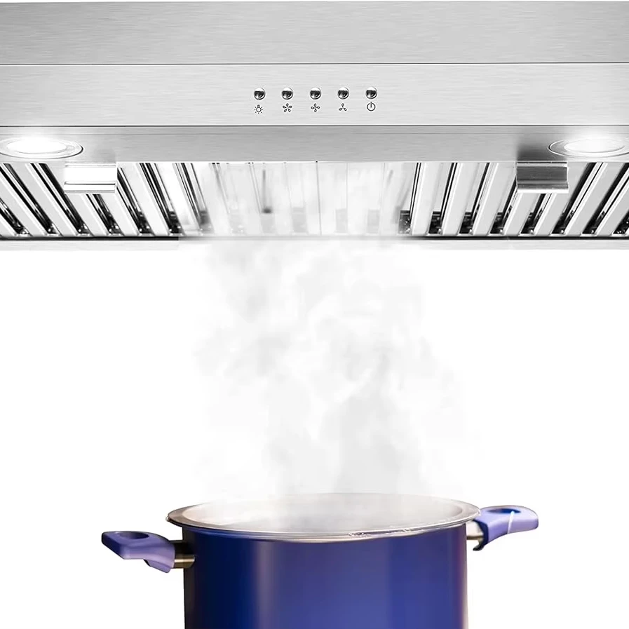 Under Cabinet Range Hood 30 Inch with 3 Way Venting,Stainless Steel Range Hood Under Cabinet Hood Ductless Convertible Duct